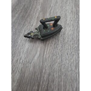 Antique Cast Iron Black Flowers Miniature Sad Iron Trivet Stand Doll House